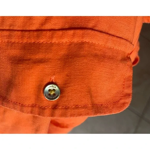 Lauren Ralph Lauren Women's Orange 100% Linen Button Up Long Sleeve Shirt 3X - Picture 6 of 6